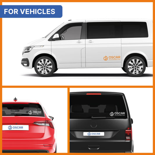 Konturaufkleber mit orangem Logo
